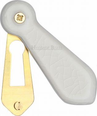Click Here To Enlarge This Photo Of 7030 Heritage Brass Covered Escutcheon White Crackle