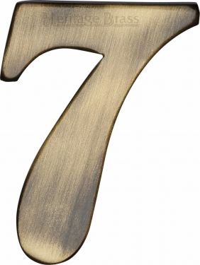 Click Here To Enlarge This Photo Of C1568 7-AT Heritage Brass Numeral 7 Self Adhesive 51mm (2") Antique Brass Finish