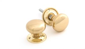 83564 From The Anvil Polished Brass Mushroom Knob Set