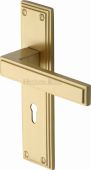 ATL5700-SB Heritage Brass Door Handle Lever Lock Atlantis Design Satin Brass Finish