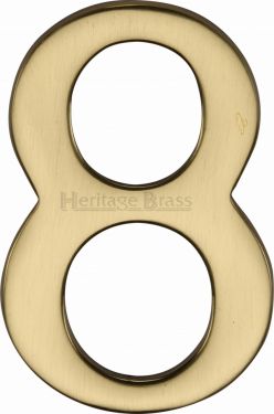 Click Here To Enlarge This Photo Of C1568 8-PB Heritage Brass Numeral 8 Self Adhesive 51mm (2") Polished Brass Finish
