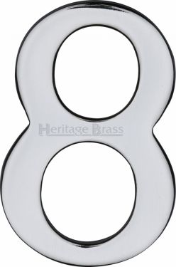 Click Here To Enlarge This Photo Of C1568 8-PC Heritage Brass Numeral 8 Self Adhesive 51mm (2") Polished Chrome Finish