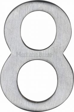 Click Here To Enlarge This Photo Of C1568 8-SC Heritage Brass Numeral 8 Self Adhesive 51mm (2") Satin Chrome Finish