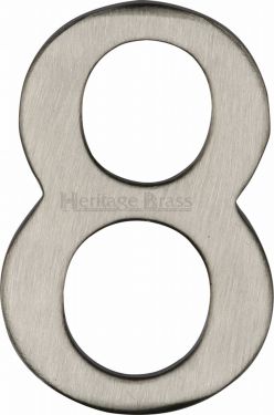 Click Here To Enlarge This Photo Of C1568 8-SN Heritage Brass Numeral 8 Self Adhesive 51mm (2") Satin Nickel Finish
