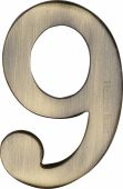 C1568 9-AT Heritage Brass Numeral 9 Self Adhesive 51mm (2") Antique Brass Finish