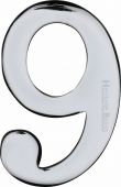 C1568 9-PC Heritage Brass Numeral 9 Self Adhesive 51mm (2") Polished Chrome Finish