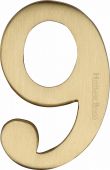 C1568 9-SB Heritage Brass Numeral 9 Self Adhesive 51mm (2") Satin Brass Finish