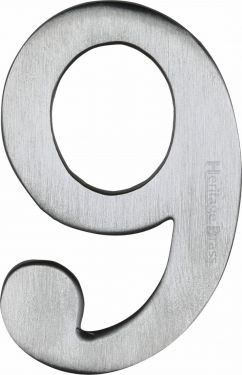 Click Here To Enlarge This Photo Of C1568 9-SC Heritage Brass Numeral 9 Self Adhesive 51mm (2") Satin Chrome Finish