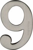C1568 9-SN Heritage Brass Numeral 9 Self Adhesive 51mm (2") Satin Nickel Finish