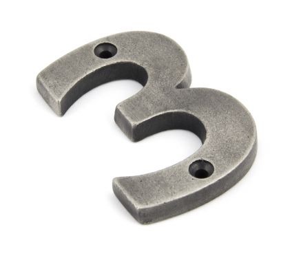 Click Here To Enlarge This Photo Of 83733 From The Anvil Antique Pewter Numeral 3