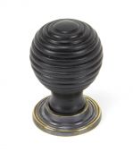 83872 From The Anvil Ebony & Aged Brass Beehive Cabinet Knob - Large