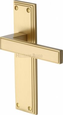 Click Here To Enlarge This Photo Of ATL5710-SB Heritage Brass Door Handle Lever Latch Atlantis Design Satin Brass Finish