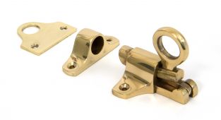 90267 From The Anvil Polished Brass Fanlight Catch & Two Keeps