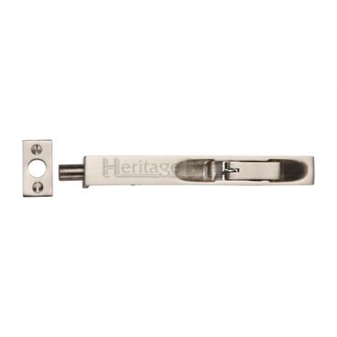 Click Here To Enlarge This Photo Of C1680 10-SN Heritage Brass Lever Action Flush Bolt 10" x .¾" Satin Nickel Finish