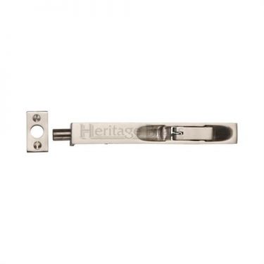 Click Here To Enlarge This Photo Of C1680 8-SN Heritage Brass Lever Action Flush Bolt 8" x .¾" Satin Nickel Finish