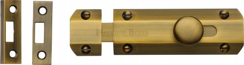 Click Here To Enlarge This Photo Of C1685 4-AT Heritage Brass Door Bolt Flat 4" Antique Brass Finish