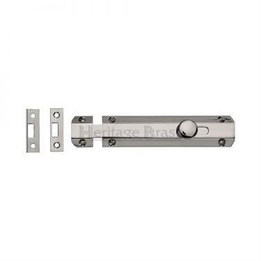 Click Here To Enlarge This Photo Of C1685 4-PNF Heritage Brass Door Bolt Flat 4" Polished Nickel Finish