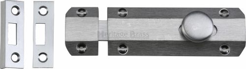 Click Here To Enlarge This Photo Of C1685 4-SC Heritage Brass Door Bolt Flat 4" Satin Chrome Finish