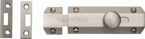 Click Here To Enlarge This Photo Of C1685 4-SN Heritage Brass Door Bolt Flat 4" Satin Nickel Finish
