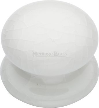 Click Here To Enlarge This Photo Of 7032 Heritage Brass Cabinet Knob White Crackle 32mm with Porcelain Base