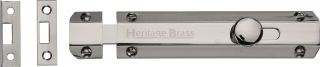 C1685 6-PNF Heritage Brass Door Bolt Flat 6" Polished Nickel Finish