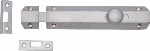 Click Here To Enlarge This Photo Of C1685 6-SC Heritage Brass Door Bolt Flat 6" Satin Chrome Finish