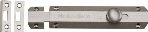 Click Here To Enlarge This Photo Of C1685 6-SN Heritage Brass Door Bolt Flat 6" Satin Nickel Finish