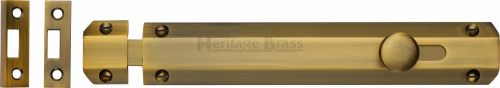 Click Here To Enlarge This Photo Of C1685 8-AT Heritage Brass Door Bolt Flat 8" Antique Brass Finish