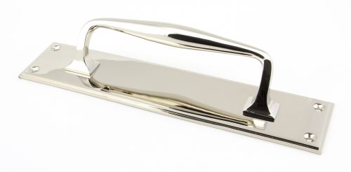 Click Here To Enlarge This Photo Of 45381 From the Anvil Polished Nickel 300mm Art Deco Pull Handle on Backplate