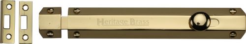 Click Here To Enlarge This Photo Of C1685 8-PB Heritage Brass Door Bolt Flat 8" Polished Brass Finish
