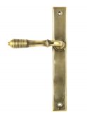 45419 From the Anvil Aged Brass Reeded Slimline Lever Latch Set - Screw Centres 244mm