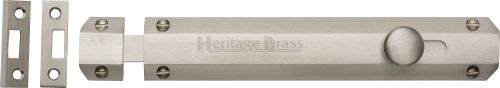 Click Here To Enlarge This Photo Of C1685 8-SN Heritage Brass Door Bolt Flat 8" Satin Nickel Finish