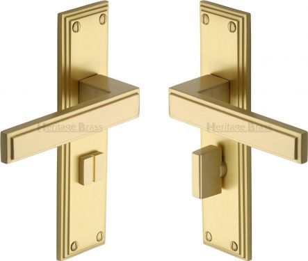 Click Here To Enlarge This Photo Of ATL5730-SB Heritage Brass Door Handle For Bathroom Atlantis Design Satin Brass Finish