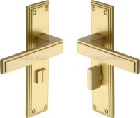 ATL5730-SB Heritage Brass Door Handle For Bathroom Atlantis Design Satin Brass Finish
