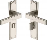 ATL5730-SN Heritage Brass Door Handle For Bathroom Atlantis Design Satin Nickel Finish