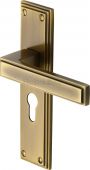 ATL5748-AT Heritage Brass Door Handle Euro Profile Atlantis Design Antique Brass Finish