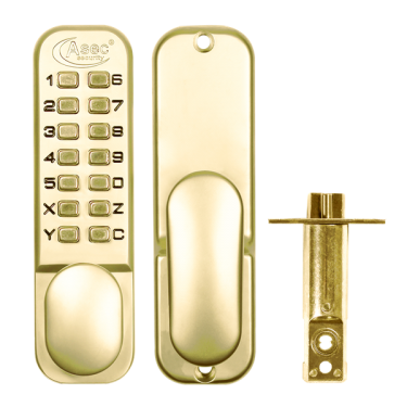 Click Here To Enlarge This Photo Of AS2301 - ASEC AS2300 Series Digital Lock With Optional Holdback - Polished Brass