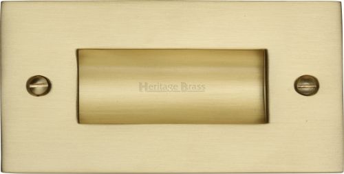 Click Here To Enlarge This Photo Of C1820 4-SB Heritage Brass Flush Pull Handle 4" Satin Brass Finish