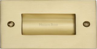 C1820 4-SB Heritage Brass Flush Pull Handle 4" Satin Brass Finish