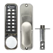 AS3302 - ASEC Round Knob Operated Easy Code Change Digital Lock With Optional Holdback & 60mm Latch