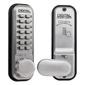 9024 - LOCKEY 2435 Series Digital Lock With Holdback - Satin Chrome
