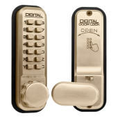 L2616 - LOCKEY 2435 Series Digital Lock With Holdback - Polished Brass