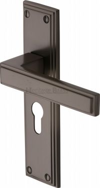 Click Here To Enlarge This Photo Of ATL5748-MB Heritage Brass Door Handle Euro Profile Atlantis Design Matt Bronze Finish