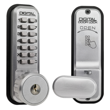 Click Here To Enlarge This Photo Of L4522 - LOCKEY 2435K Series Digital Lock With Key Override & Holdback - Satin Chrome