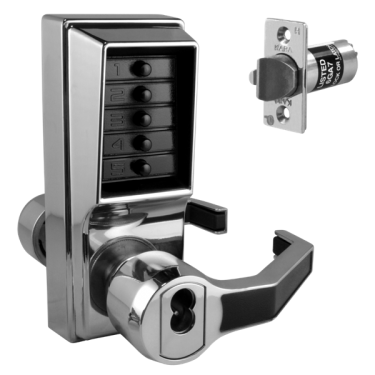 Click Here To Enlarge This Photo Of L8444 - DORMAKABA Simplex L1000 Series L1041B Digital Lock With Key Override & Passage Set Right Handed - Satin Chrome