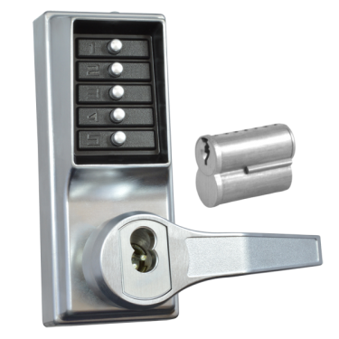 Click Here To Enlarge This Photo Of L11941 - DORMAKABA LP1000 Series Front Only Digital Lock to suit Panic Latch With Key Override Right Handed - Satin Chrome
