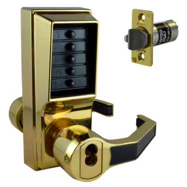 Click Here To Enlarge This Photo Of L8456 - DORMAKABA Simplex L1000 Series L1041B Digital Lock With Key Override & Passage Set Right Handed - Polished Brass