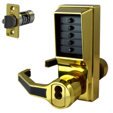 Click Here To Enlarge This Photo Of L8457 - DORMAKABA Simplex L1000 Series L1041B Digital Lock With Key Override & Passage Set Left Handed - Polished Brass