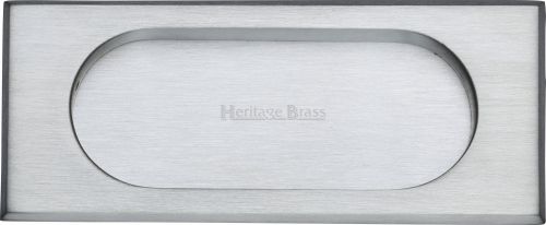 Click Here To Enlarge This Photo Of C1850 105-SC Heritage Brass Flush Pull Handle 105mm Satin Chrome Finish