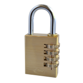 AS2554 - ASEC Brass Open Shackle 4 Wheel Combination Padlock 40mm
